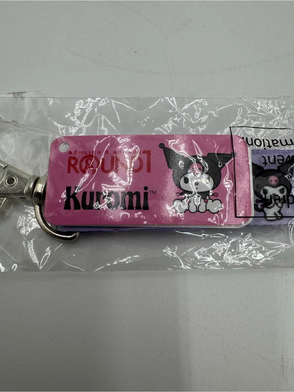 Kuromi Round1 Bowling Arcade Wristlet Keychain Purple Sanrio New